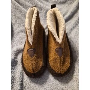 KuaiLu Mens Wool Blend Slipper Boots Brown Faux Shearling Lined Booties Shoe